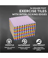 BalanceFrom Fitness 96 Sq Ft Interlocking Eva Foam Exercise Mat Tiles, Multi