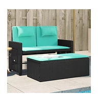 vidaXL Reclining Patio Bench with Cushions Poly Rattan