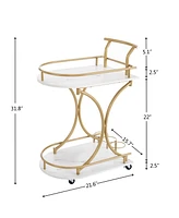 Slickblue 2-Tier Mobile Bar Cart Stylish Rolling Serving Cart with Wheels for Home or Event