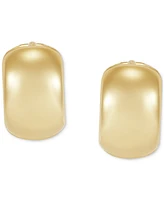 Polished Wide Width Small Huggie Hoop Earrings in 10k Gold, 1/2"