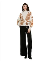 Mac Duggal Women's Cropped Knit Cardigan With Floral Details