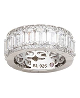 Suzy Levian New York Suzy Levian Sterling Silver Cubic Zirconia White Emerald Cut Eternity Band