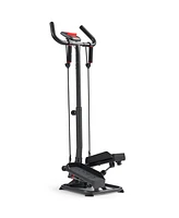 Sunny Health & Fitness Smart Stepper Stair Climber Exercise Machine for Home with Handlebar and Resistance Bands, Compact Space Saving Connected Fitne