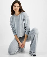 Hippie Rose Juniors' Dream Fleece Cable-Knit Crewneck Top