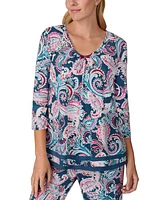 Ellen Tracy Women's 3/4-Sleeve Printed Pajama Set