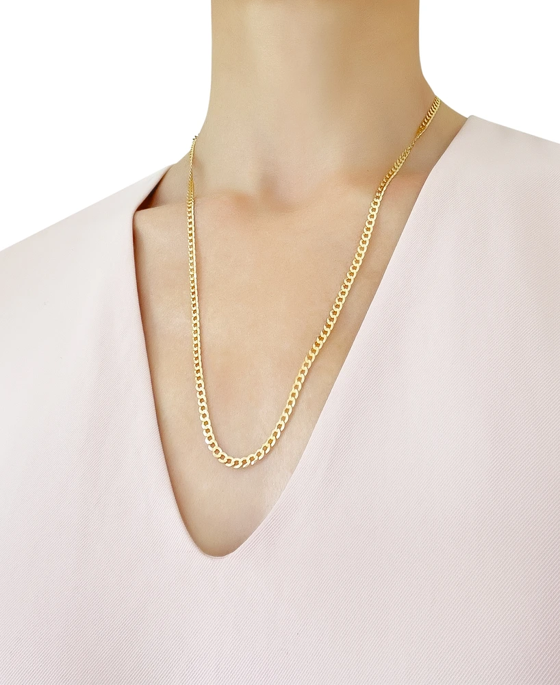 24" Open Curb Link Chain Necklace (3-3/5mm) in Solid 14k Gold