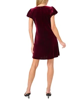 CeCe Women's Velvet Bubble-Sleeve Mini Dress