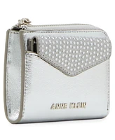 Anne Klein 2 Piece Envelope Flap Curved Wallet with Rhinestones