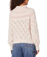 Democracy Petite Fair Isle Pointelle Knit Sweater