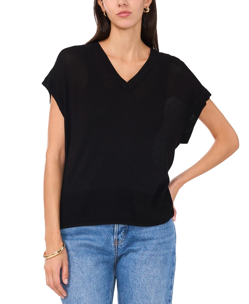 Vince Camuto Women's V-Neck Short-Sleeve Sweater