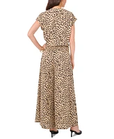 Vince Camuto Women's Printed Smocked-Waist Wide-Leg Pants