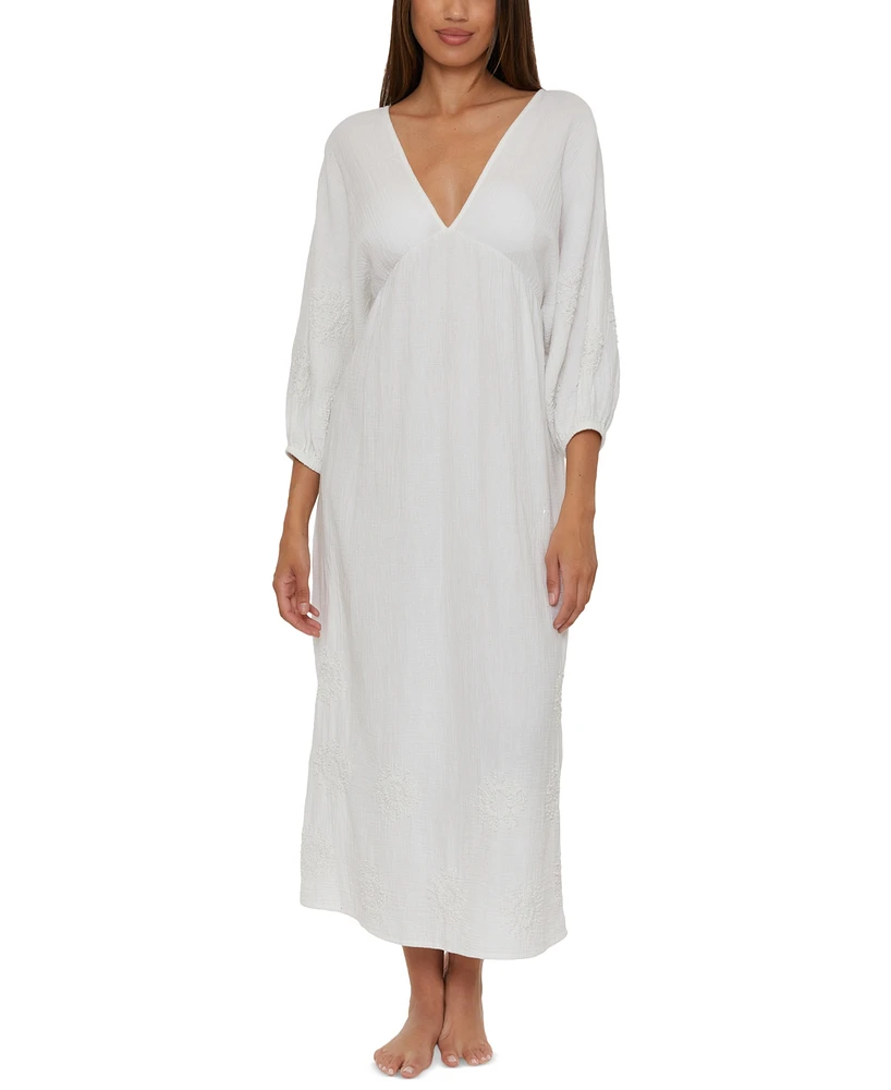 Trina Turk Women's Serene Cotton Gauze Back-Cutout Cover-Up Dress