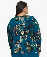 Calvin Klein Plus Printed Long-Sleeve Blouse