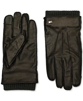 Tommy Hilfiger Men's Double Layer Cuff Leather Gloves