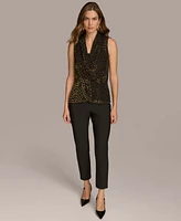 Donna Karan New York Women's Faux Wrap Burnout Velvet Top