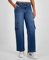 Celebrity Pink Juniors' Mid-Rise Wide-Leg Cargo Jeans