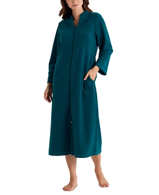 Miss Elaine Women's Zip-Front Long-Sleeve Fleece Robe