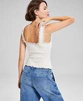 And Now This Women's Lace-Trim Ribbed-Knit Tank Top, Created for Macy's