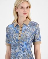 Tommy Hilfiger Women's Paisley Knit Polo Top