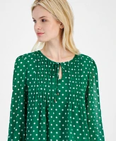 Tommy Hilfiger Women's Pintuck-Pleat Polka Dot Blouse