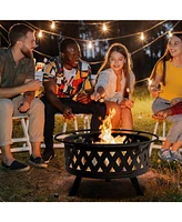 Slickblue 32-Inch Black Metal Fire Pit: Sturdy Outdoor Fire Bowl for Patio & Backyard