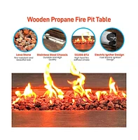 SereneLife 50,000 Btu Propane Gas Fire Pit Table with Cover