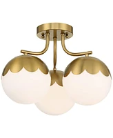 360 Lighting Camila 16" Wide Antique Brass 3-Light Ceiling Light