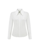 Nocturne Women's Shirt with Stone Button Design
