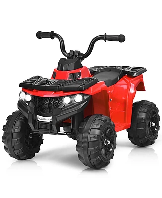 Costway 6V Battery Powered Kids Ride On Atv 4-Wheeler Quad w/ MP3 & Led Headlight