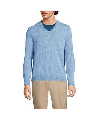 Lands' End Men's Fine Gauge Cashmere V-neck Sweater