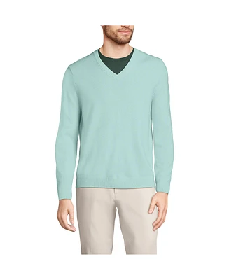 Lands' End Men's Fine Gauge Cashmere V-neck Sweater