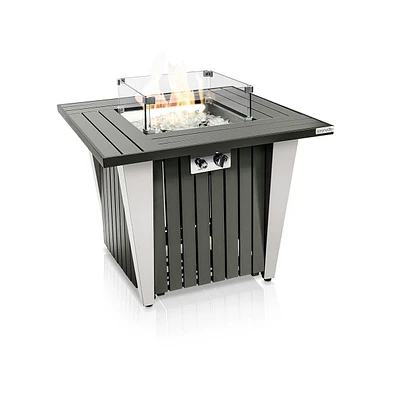 SereneLife 50,000 Btu Propane Gas Fire Pit Table with Stainless Steel Lid and Legs