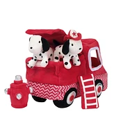 Lambs & Ivy Fire Truck 5pc Developmental Plush Soft Toy Interactive Play Set