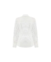 Nocturne Women's Rhinestone Embroidered Button-Up Shirt