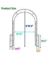 Slickblue Metal Garden Arch – 55'' W x 94.5'' H, Black Arbor Trellis for Climbing Plants and Roses, Outdoor Support