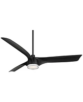 Casa Vieja 60" Artistry Modern Indoor Outdoor Ceiling Fan 3 Blade Led Light Remote Control Matte Black Finish Blades Bedroom Patio Living Room Damp Ra