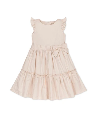 Hope & Henry Toddler Girls Flutter Sleeve Tiered Sateen Party Dress