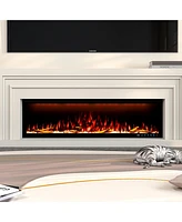 Mondawe 60" Smart Electric Fireplace,1500W,Sgs-Certified With 3 Top Light,13 Fuel Bed & Flame Colors