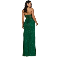 Lara Women's Embellished Strapless Gown with Slit