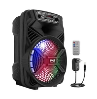 Pyle 8” Bluetooth Portable Pa Speaker With Rechargeable Battery, Party Lights & Fm Radio, 300 Watt