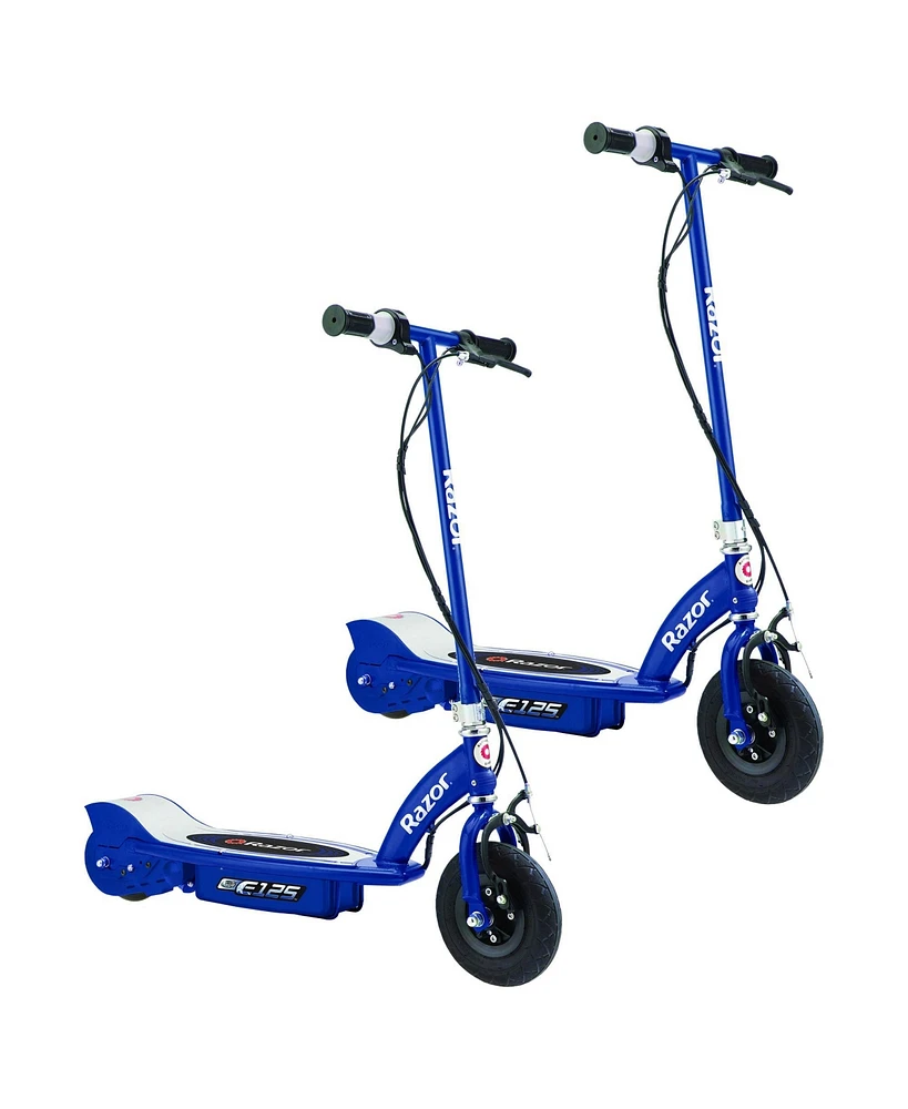 Razor E125 24V Motorized Battery Powered Electric Scooter Toy, Blue (2 Pack)