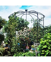 Slickblue Metal Garden Arch – Black Iron Arbor Gazebo, 81.3'' Dia x 114.2'' High, Birdcage Shape Pergola Pavilion for Wedding Ceremony and Outd