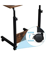 Slickblue Rolling Height Adjustable Side Table with Baffle, P2 15mm Chipboard & Steel