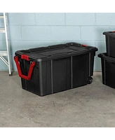 Sterilite 40 Gal Wheeled Industrial Tote Stackable Bin with Latch Lid, 2 Pack