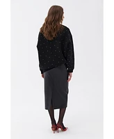 Nocturne Women's Oversized Stone Embellished Sweatshirt