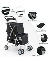 Slickblue Pet Stroller for 2 Dogs and Cats – Dual-Compartment, Comfortable and Convenient
