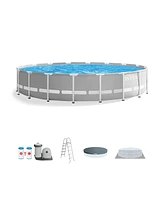 Intex 18ft x 48in Prism Round Frame Above Ground Swimming Pool Set with Pump