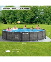 Intex Greywood Prism Frame 18'x48" Round Above Ground Outdoor Swimming Pool Set