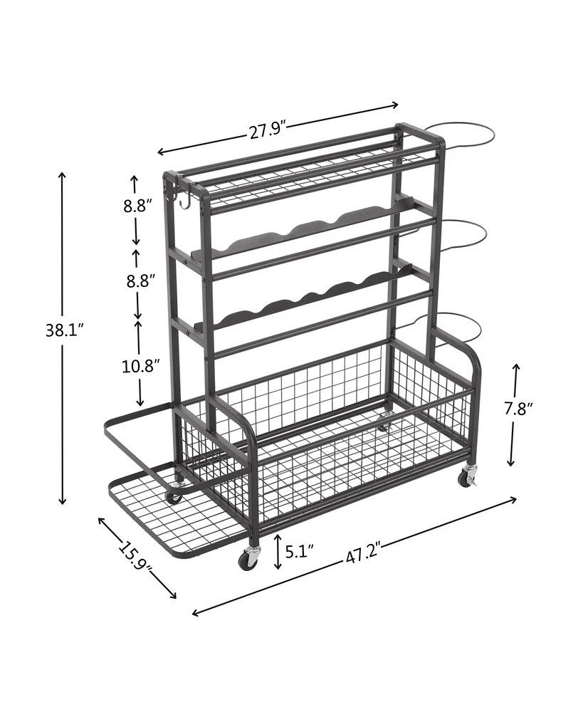 Slickblue 4-Tier Metal Storage Organizer with Rolling Wheels for Easy Mobility