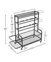 Slickblue 4-Tier Metal Storage Organizer with Rolling Wheels for Easy Mobility